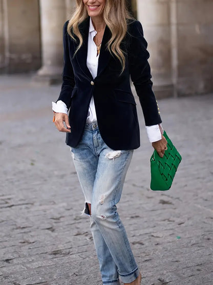 Blazer Élégant en Velours - Chic et Confortable