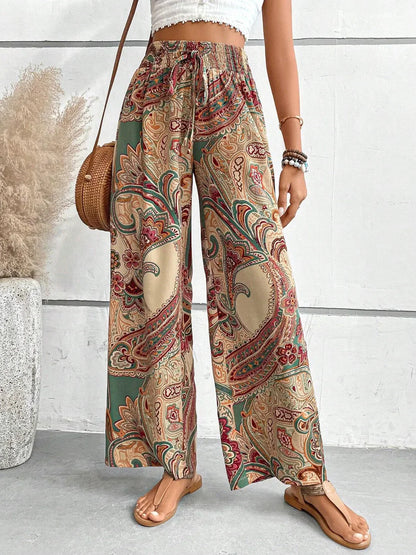 Alma | Pantalon large pour femme imprimé bohème fluide été