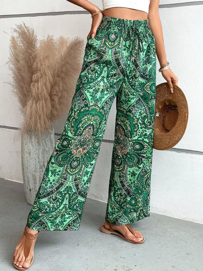 Alma | Pantalon large pour femme imprimé bohème fluide été