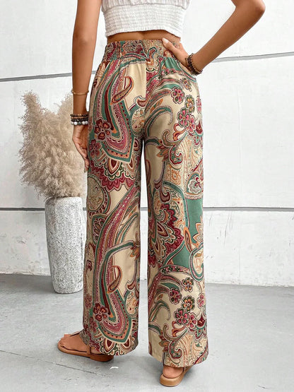 Alma | Pantalon large pour femme imprimé bohème fluide été