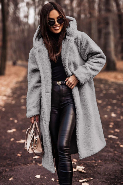 Lorena | Manteau long teddy à capuche pour femme  chaud et élégant