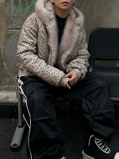 Cotton Cheetah Print Mink Fur Hooded Jacket - 2270