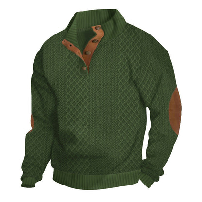 Mathias | Pull chaud texturé en maille premium à col boutonné