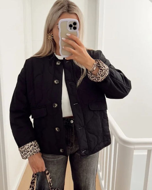 Veste Élégante Doublure Léopard - Chic & Moderne