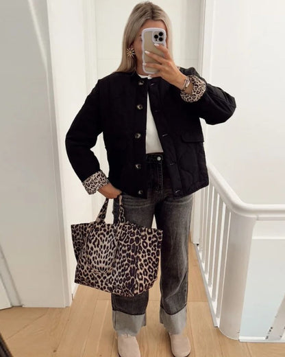 Veste Élégante Doublure Léopard - Chic & Moderne